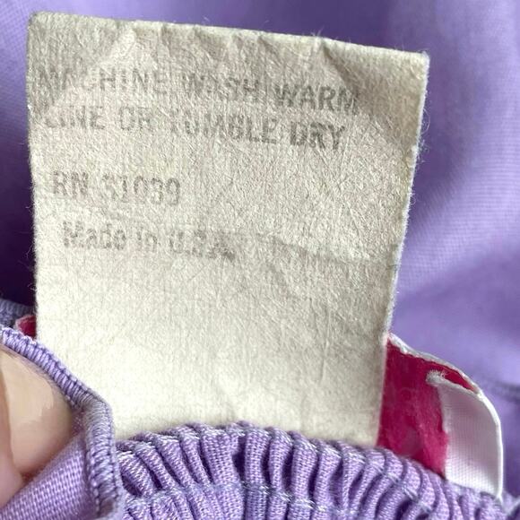 VTG LINDSAY JORDAN Smocked Ruffle Pearl Snap Front Pocket House Dress Mumu USA M - Picture 10 of 11